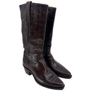 Frye Vintage Brown Leather Tall Riding Boots USA Made Pointed Toe Western - 7D